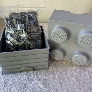 LEGO 3 Lb Bulk Lot Light Dark Gray Mixed Bricks Plates Parts Pieces Building